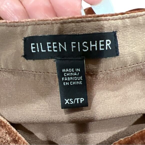 Eileen Fisher Velvet Shirt Dress Button Front Long Sleeve Band Collar Sz XS - Picture 4 of 7